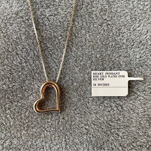 OTC Italy Thailand Rose Gold Over Sterling Silver Open Heart Pendant Necklace